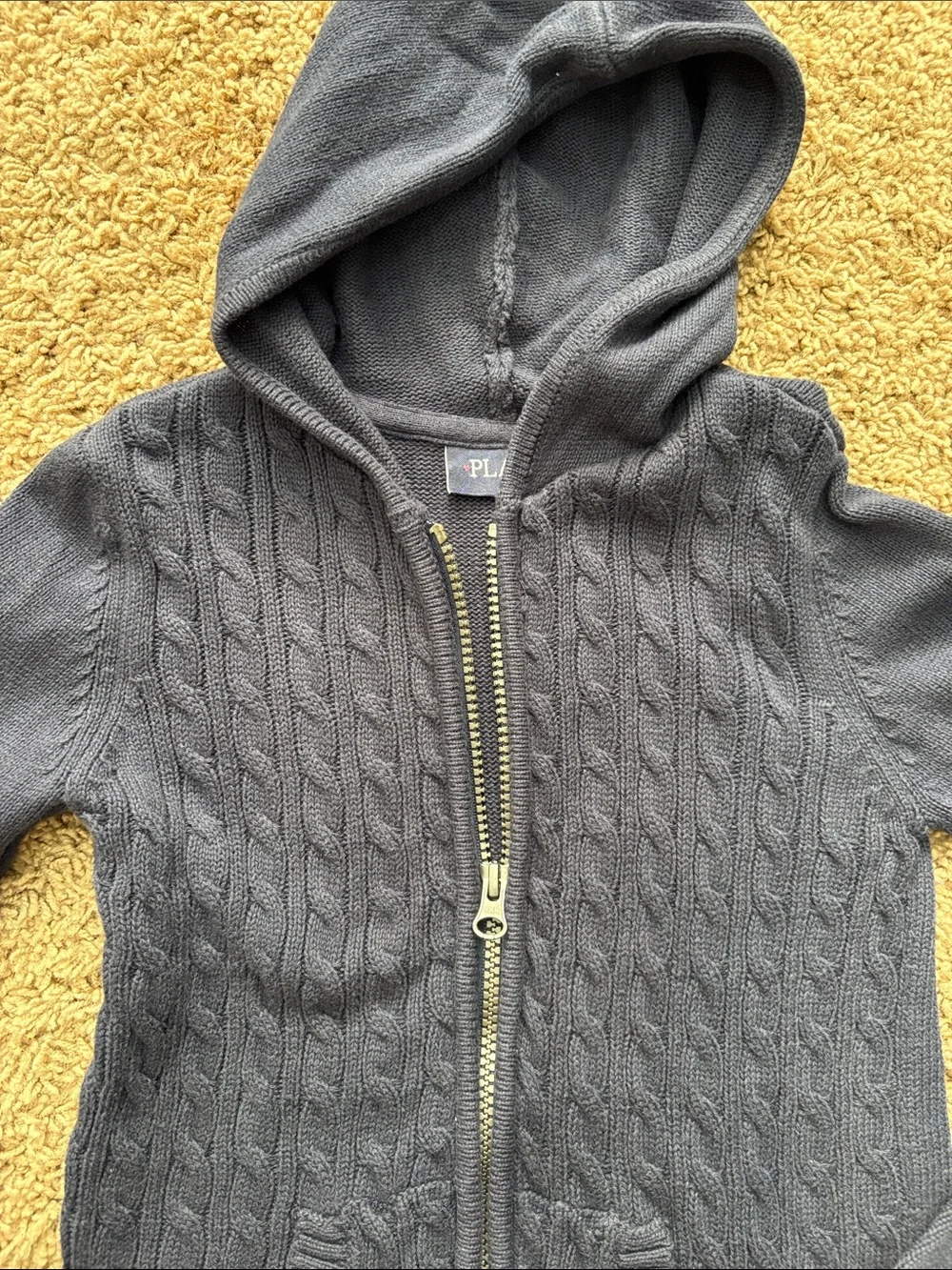 The Children's Place Navy Cable Knit Zip Hoodie